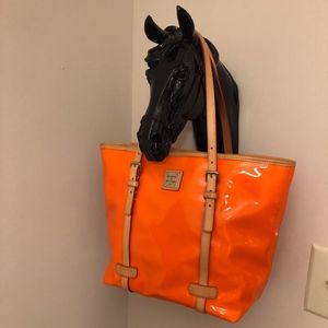 Dooney and Bourke Orange Patent Leather Tote Bag